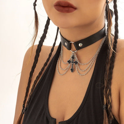 Black Cross Choker - The Nevermore Gothic Choker Necklace – Unique Gothic Pendants by Nevermore Lifestyle & Tech | White K5201