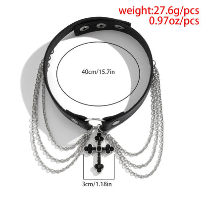 Black Cross Choker - The Nevermore Gothic Choker Necklace – Unique Gothic Pendants by Nevermore Lifestyle & Tech | White K5201