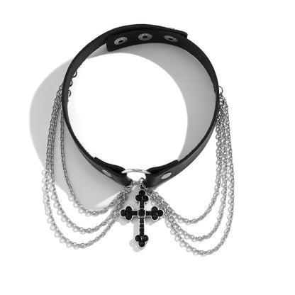 Black Cross Choker - The Nevermore Gothic Choker Necklace – Unique Gothic Pendants by Nevermore Lifestyle & Tech | White K5201