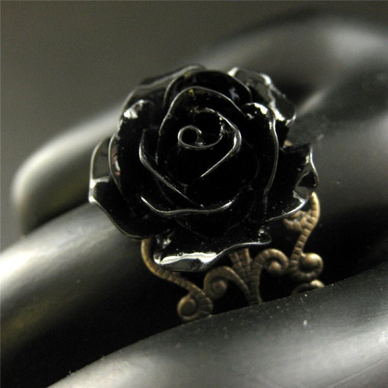 Black Rose Beauty - The Nevermore Gothic Ring – Unique Gothic Rings by Nevermore Lifestyle & Tech | AQ 2266