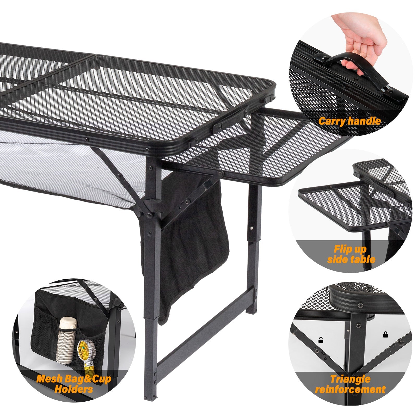 4.7ft Black Outdoor Folding Table