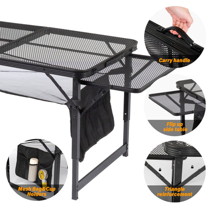 4.7ft Black Outdoor Folding Table