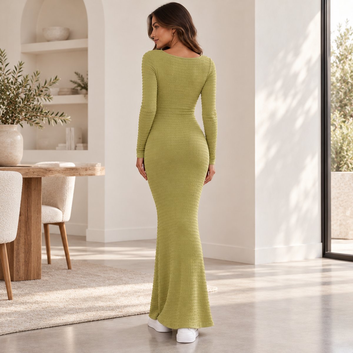 Blaze – Elegant Knitted Maxi Dress by The Nevermore – Unique Dresses by The Nevermore | L Brown