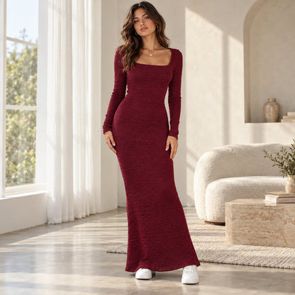 Blaze – Elegant Knitted Maxi Dress by The Nevermore – Unique Dresses by The Nevermore | L Brown