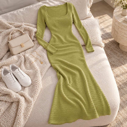 Blaze – Elegant Knitted Maxi Dress by The Nevermore – Unique Dresses by The Nevermore | L Brown