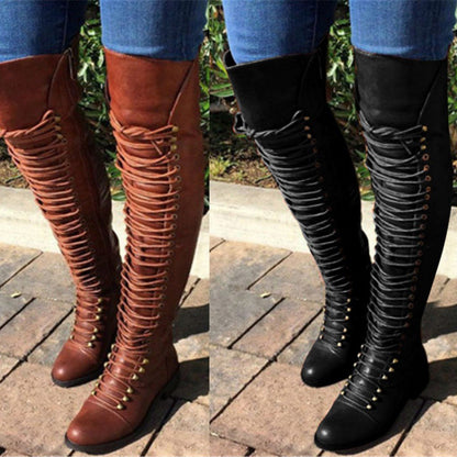 Blaze Trail Lace-Up Over-The-Knee Boots by The Nevermore