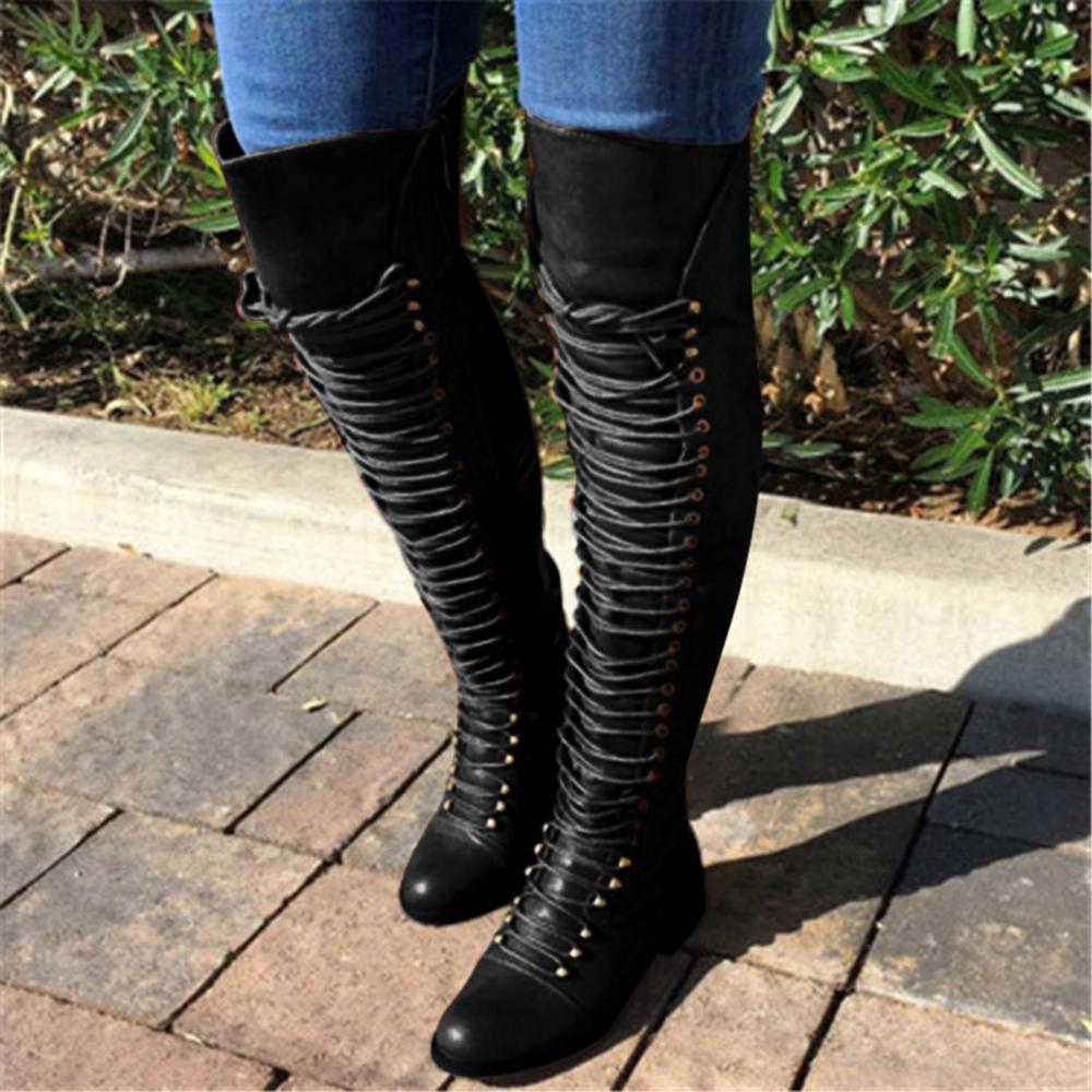Blaze Trail Lace-Up Over-The-Knee Boots by The Nevermore