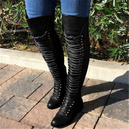 Blaze Trail Lace-Up Over-The-Knee Boots by The Nevermore