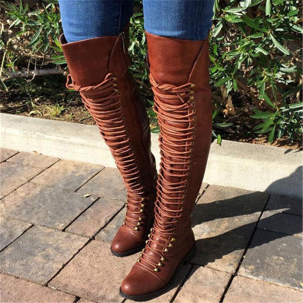 Blaze Trail Lace-Up Over-The-Knee Boots by The Nevermore