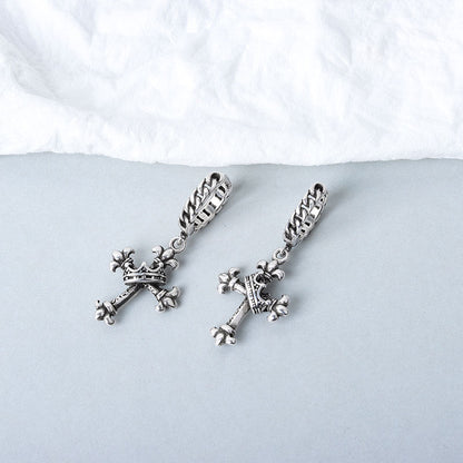 Bodie Starcrossed Crown Cross - The Nevermore Gothic Earrings Vintage – Unique Gothic Jewelry by Nevermore Lifestyle & Tech | Silver