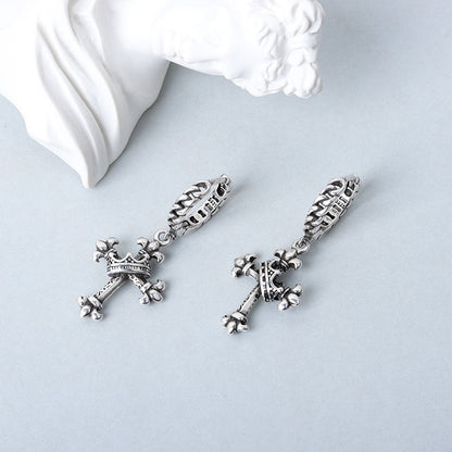 Bodie Starcrossed Crown Cross - The Nevermore Gothic Earrings Vintage – Unique Gothic Jewelry by Nevermore Lifestyle & Tech | Silver