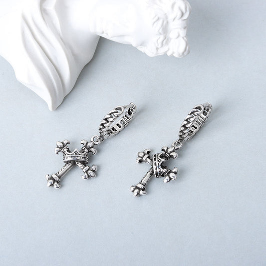 Bodie Starcrossed Crown Cross - The Nevermore Gothic Earrings Vintage – Unique Gothic Jewelry by Nevermore Lifestyle & Tech | Silver
