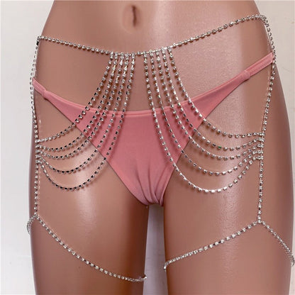 Body Chain with Rhinestone a Jewelry for Waist - The Nevermore Body Chains for Women – Unique Body Chains by Nevermore Lifestyle & Tech | Briefs Silver