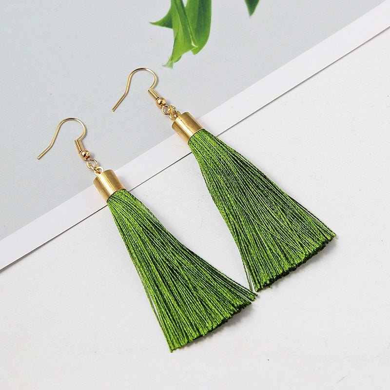 Bohemian Basic Tassel - The Nevermore Boho Earrings – Unique Boho Accessories by Nevermore Lifestyle & Tech | Army Green