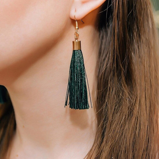 Bohemian Basic Tassel - The Nevermore Boho Earrings – Unique Boho Accessories by Nevermore Lifestyle & Tech | Army Green