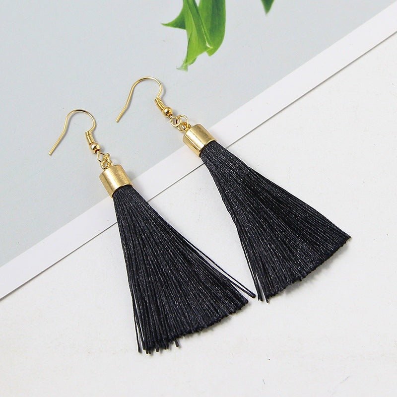 Bohemian Basic Tassel - The Nevermore Boho Earrings – Unique Boho Accessories by Nevermore Lifestyle & Tech | Black