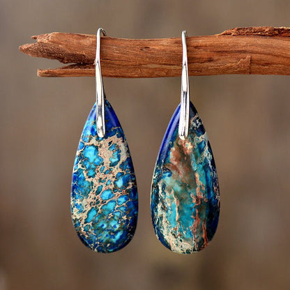 Bohemian Emperor Water Drop Stone - The Nevermore Boho Earrings for Women – Unique Boho Accessories by Nevermore Lifestyle & Tech | Blue