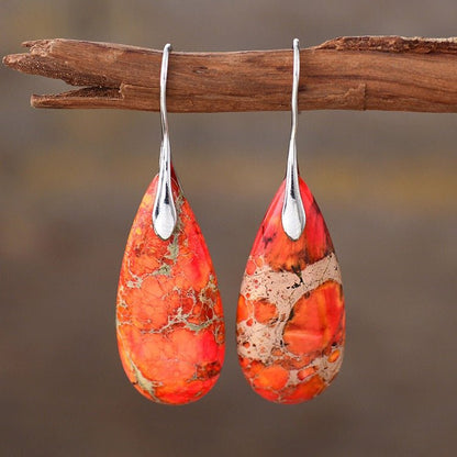 Bohemian Emperor Water Drop Stone - The Nevermore Boho Earrings for Women – Unique Boho Accessories by Nevermore Lifestyle & Tech | Orange
