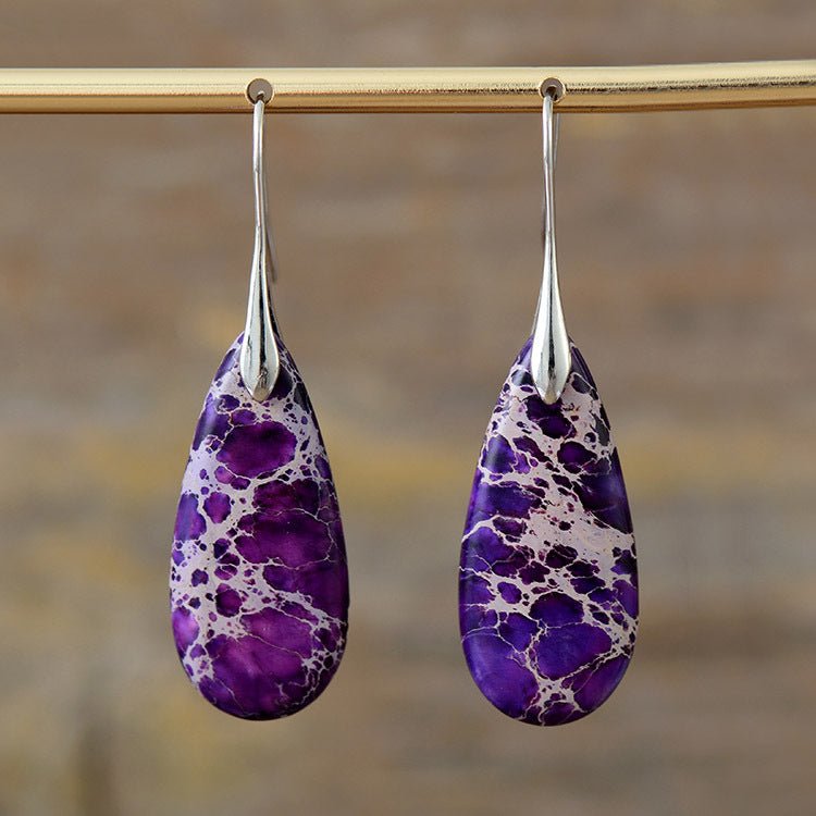 Bohemian Emperor Water Drop Stone - The Nevermore Boho Earrings for Women – Unique Boho Accessories by Nevermore Lifestyle & Tech | Purple