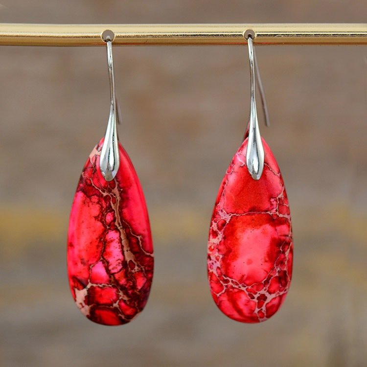 Bohemian Emperor Water Drop Stone - The Nevermore Boho Earrings for Women – Unique Boho Accessories by Nevermore Lifestyle & Tech | Red