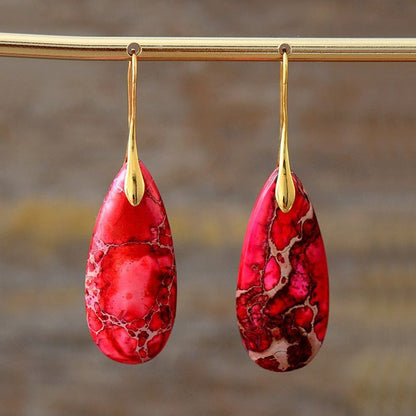 Bohemian Emperor Water Drop Stone - The Nevermore Boho Earrings for Women – Unique Boho Accessories by Nevermore Lifestyle & Tech | Red Gold Ear Hook