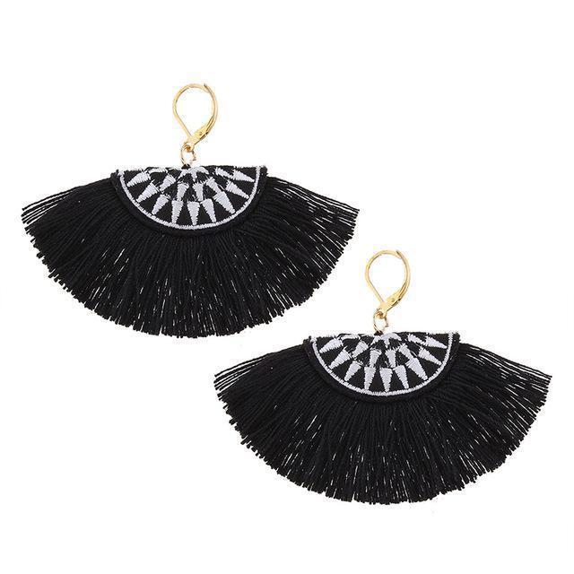 Bohemian Fringe - The Nevermore Boho Earrings – Unique Boho Accessories by Nevermore Lifestyle & Tech | Black