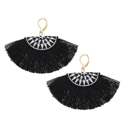 Bohemian Fringe - The Nevermore Boho Earrings – Unique Boho Accessories by Nevermore Lifestyle & Tech | Black
