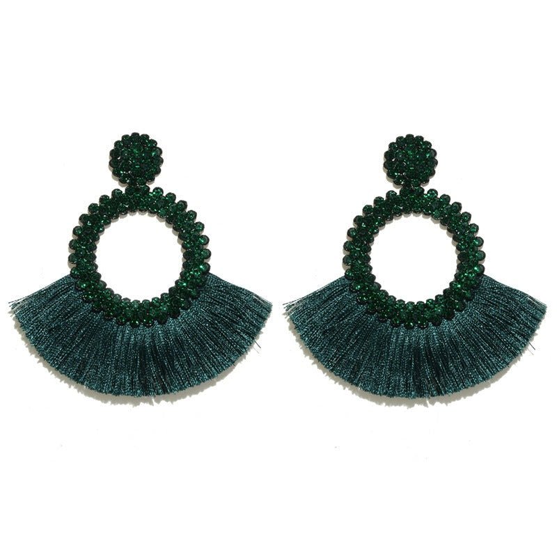 Bohemian Tassel - The Nevermore Boho Earrings – Unique Boho Accessories by Nevermore Lifestyle & Tech | Dark green W74987