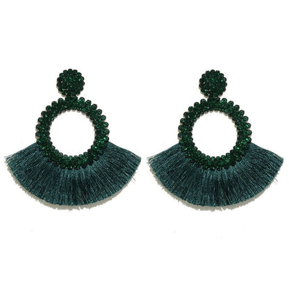 Bohemian Tassel - The Nevermore Boho Earrings – Unique Boho Accessories by Nevermore Lifestyle & Tech | Dark green W74987
