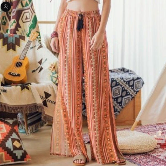 Bohemian Wide Leg Pants - Desert Mirage by The Nevermore – Unique Boho Pants by The Nevermore | L Black