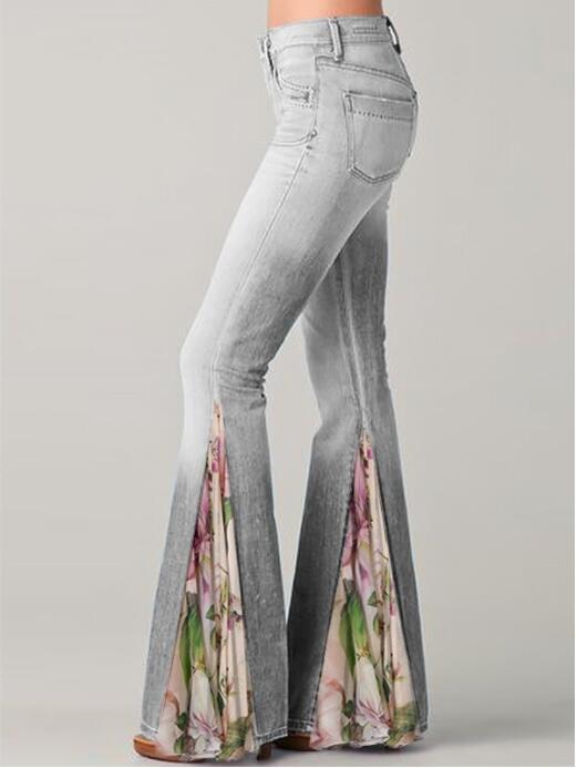 High-Waisted Cotton Denim Trousers And Micro Trousers Washed