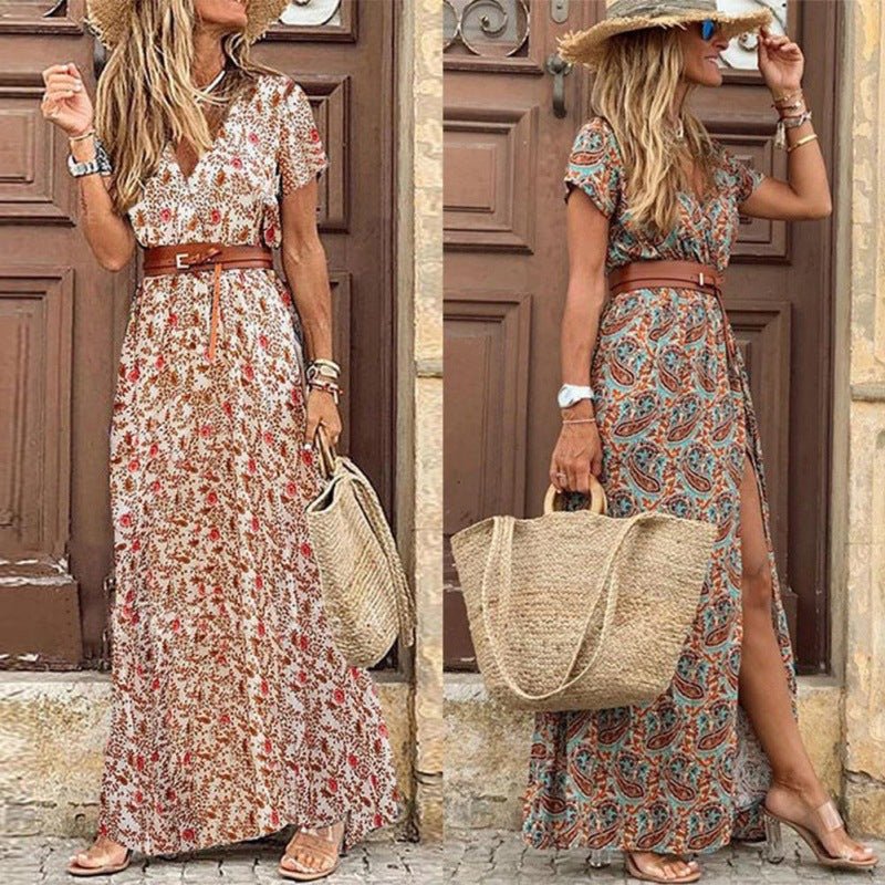 Boho Grace - High Waist Maxi Dress by The Nevermore – Unique Boho Dresses by Nevermore Lifestyle & Tech | 2XL Brown