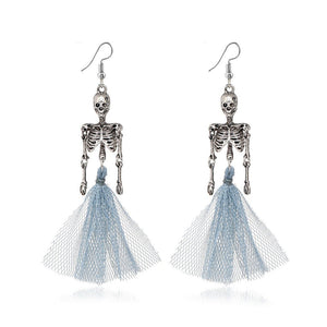 BoneChic female skeleton drop earrings detail