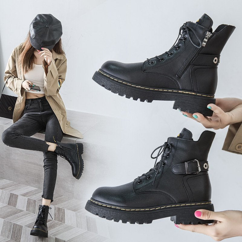 Brandy Forever - Durable Low - Heeled Boots by The Nevermore – Unique Boots by Nevermore Lifestyle & Tech | 36 Black buckle