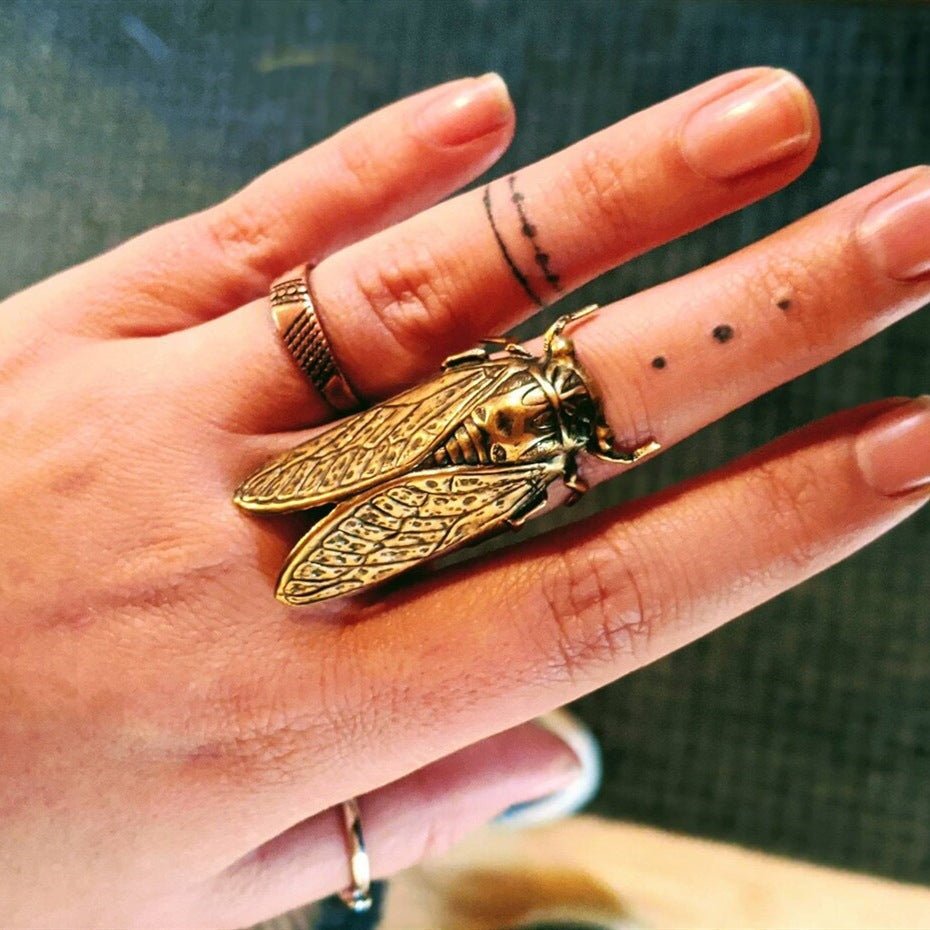 Brass Cicada - The Nevermore Adjustable Steampunk Ring