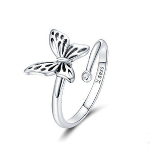 Butterfly Dream zircon open ring – 925 sterling silver