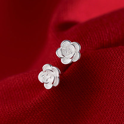 Camellia Veil – Sterling Silver Floral Studs by The Nevermore – Unique Earrings by Nevermore Lifestyle & Tech | Camellia Ear Studs