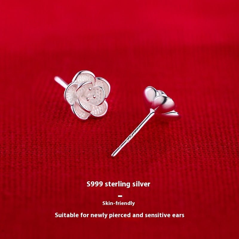 Camellia Veil – Sterling Silver Floral Studs by The Nevermore – Unique Earrings by Nevermore Lifestyle & Tech | Camellia Ear Studs