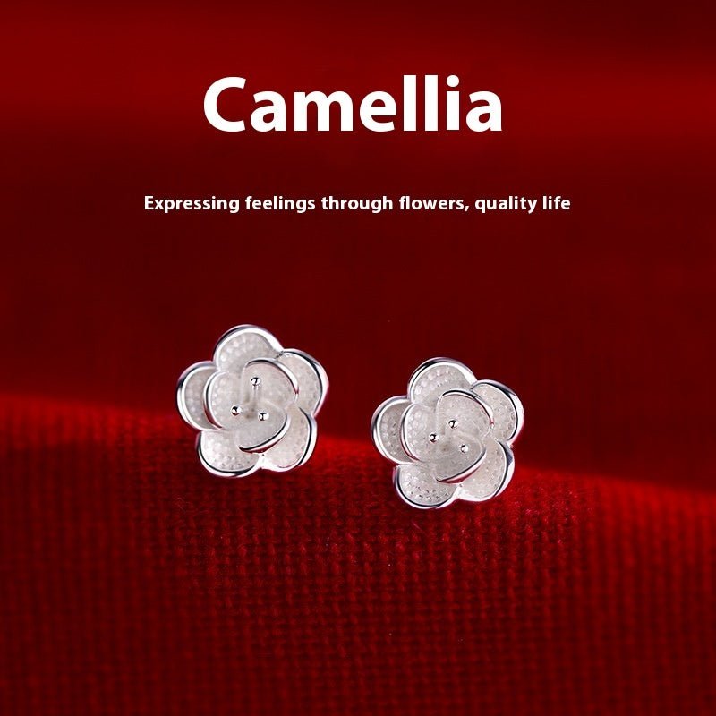 Camellia Veil – Sterling Silver Floral Studs by The Nevermore – Unique Earrings by Nevermore Lifestyle & Tech | Camellia Ear Studs
