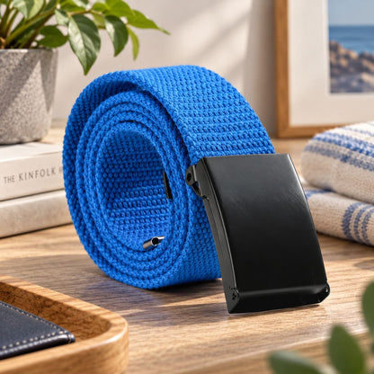 Canvas – Unisex Woven Belt by The Nevermore – Unique Belts by The Nevermore | Black buckle Blue