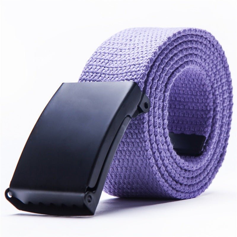Canvas – Unisex Woven Belt by The Nevermore – Unique Belts by Nevermore Lifestyle & Tech | Black buckle Purple