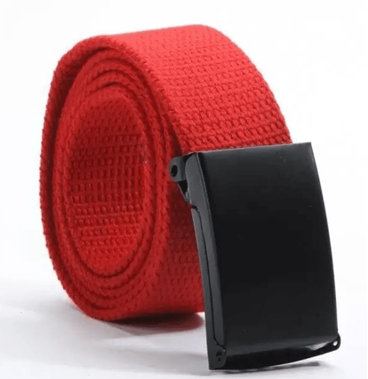 Canvas – Unisex Woven Belt by The Nevermore – Unique Belts by Nevermore Lifestyle & Tech | Black buckle Red