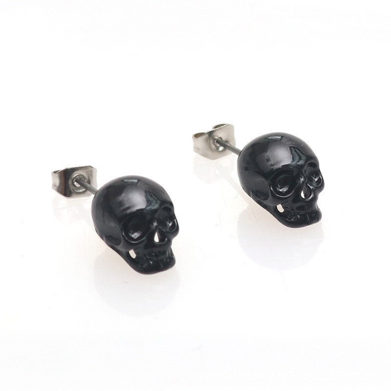 Caspian Skull Studs - The Nevermore Gothic Earrings – Unique Gothic Jewelry by Nevermore Lifestyle & Tech | V1R24 Black