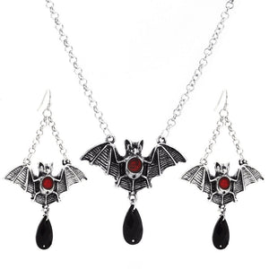 Cassandra Farnsworth gothic bat jewelry set by The Nevermore