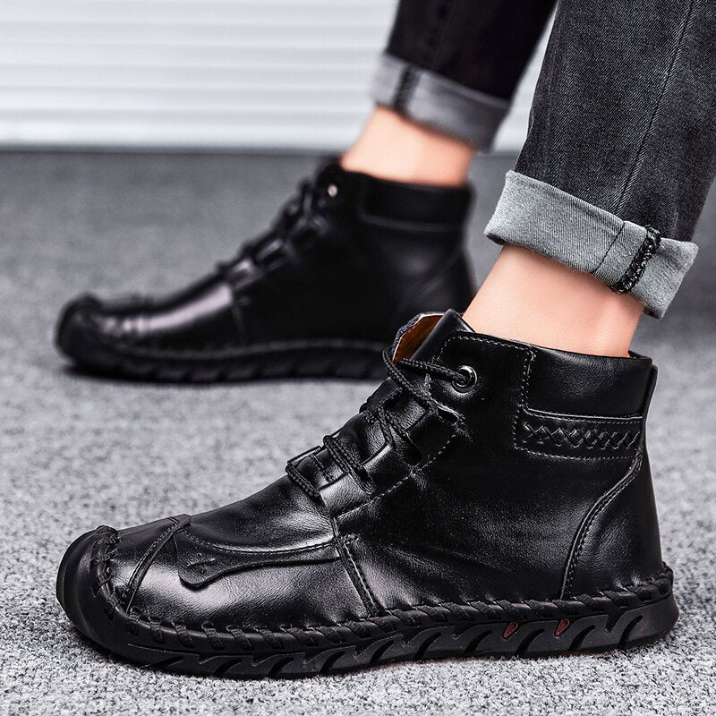 CasualLeather - Breathable Non - Slip Tooling Boots by The Nevermore – Unique Shoes by Nevermore Lifestyle & Tech | 38 Black
