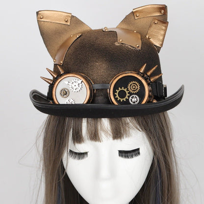 Cat Ears - The Nevermore Steampunk Hat for Women – Unique Steampunk Accessories by Nevermore Lifestyle & Tech | Black hat