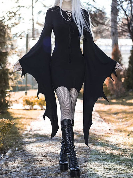 Celestina Noir - The Nevermore Gothic Vintage Slim Hooded Dress – Unique Gothic Fashion for Women by Nevermore Lifestyle & Tech | 2XL Black