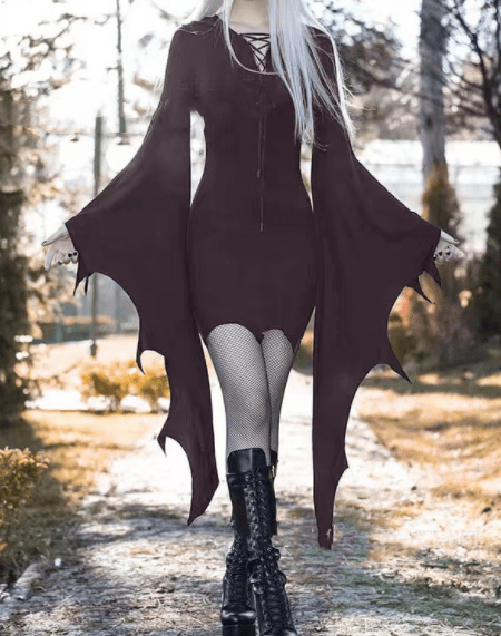 Celestina Noir - The Nevermore Gothic Vintage Slim Hooded Dress – Unique Gothic Fashion for Women by Nevermore Lifestyle & Tech | 2XL Dark Purple