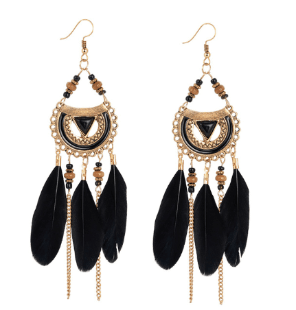 Chesevere - Long Boho Feather Earrings by The Nevermore – Unique Earrings by Nevermore Lifestyle & Tech | 13 style