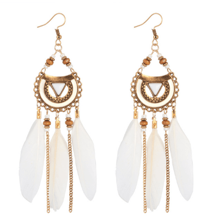 Chesevere - Long Boho Feather Earrings by The Nevermore – Unique Earrings by Nevermore Lifestyle & Tech | 14 style